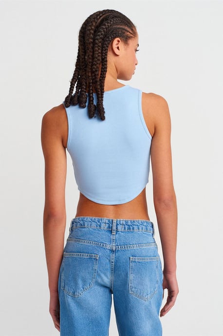 Women's Ribbed Crop Blouse With Buttons - Image 2