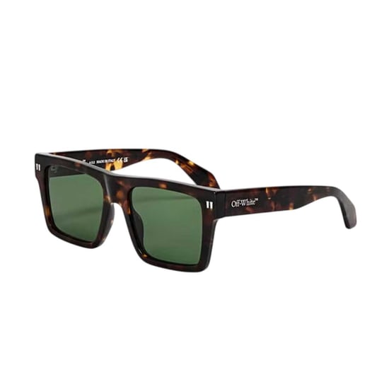 Off White Unisex-zonnebril voor volwassenen met vierkant montuur (Havana/Groen) - Image 1