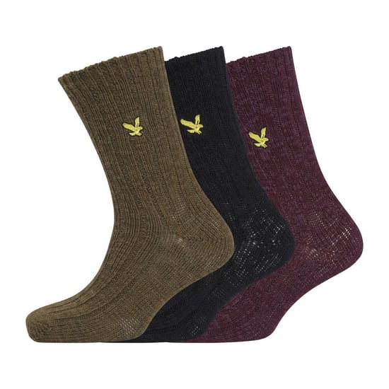Lyle & Scott Heren grof gebreide sokken (pak van 3) (Veelkleurig) - Image 4