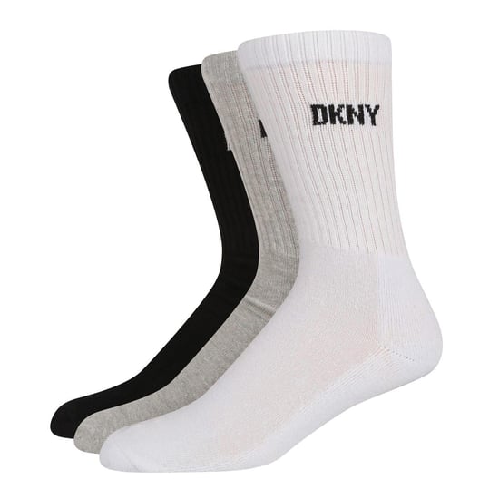 DKNY Heren Ribboord Crew Sokken (Zwart/Wit/Grijs) - Image 1