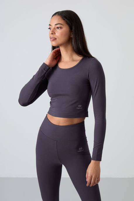 Katoenen Elastaan Crop T-Shirt en Legging Set - Image 3