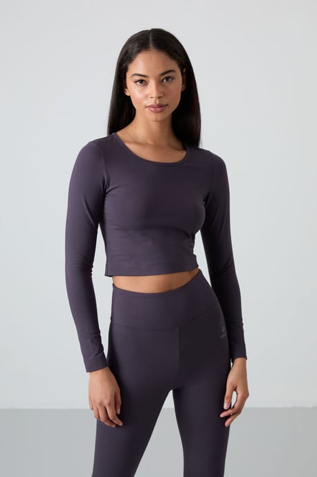 Katoenen Elastaan Crop T-Shirt en Legging Set - Image 5