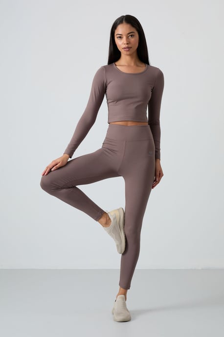 Katoenen Elastaan Crop T-Shirt en Legging Set - Image 3