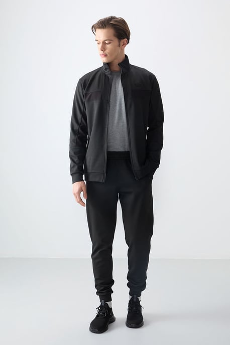 Men's Color Block Fleece Sweatshirt And Pants Set - Image 1