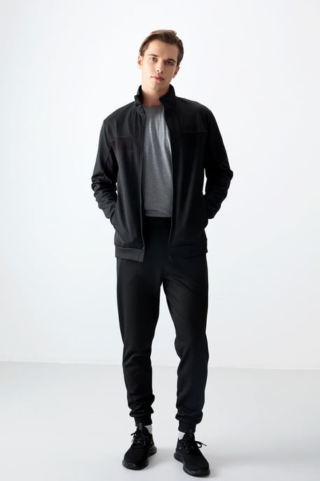 Men's Color Block Fleece Sweatshirt And Pants Set - Image 6
