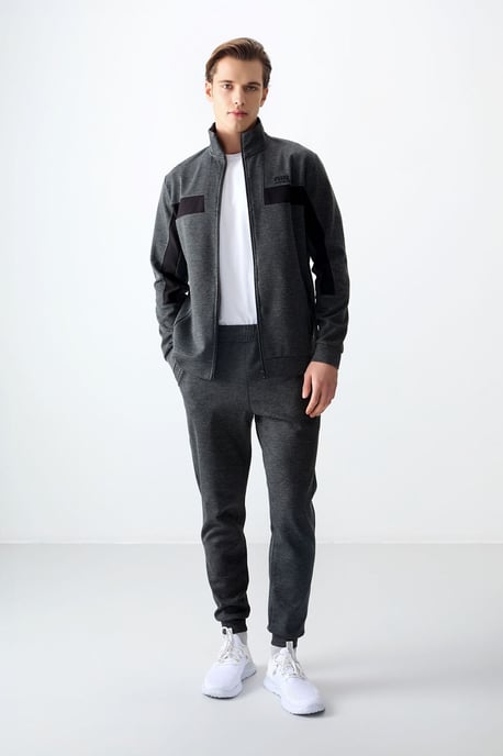 Heren Kleurblok Fleece Sweatshirt en Broek Set - Image 1