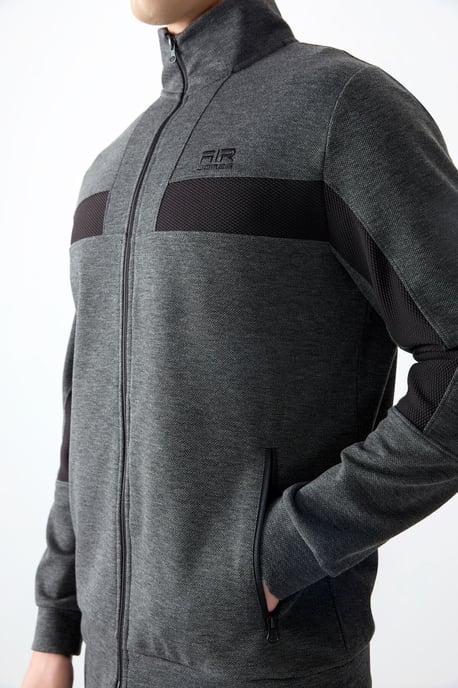 Heren Kleurblok Fleece Sweatshirt en Broek Set - Image 2