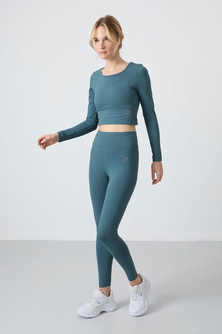 Katoenen Elastaan Crop T-Shirt en Legging Set - Image 2