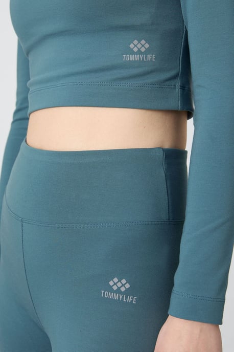 Katoenen Elastaan Crop T-Shirt en Legging Set - Image 3