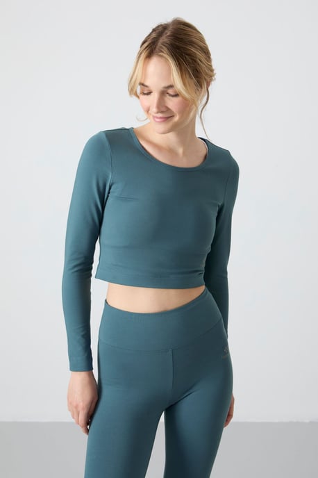 Katoenen Elastaan Crop T-Shirt en Legging Set - Image 4