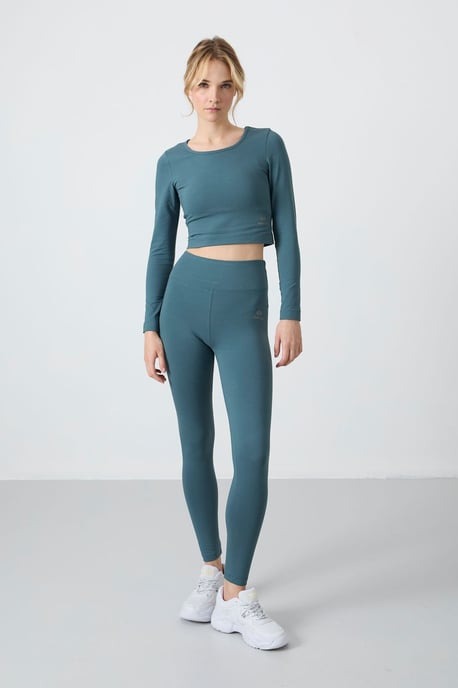 Katoenen Elastaan Crop T-Shirt en Legging Set - Image 5
