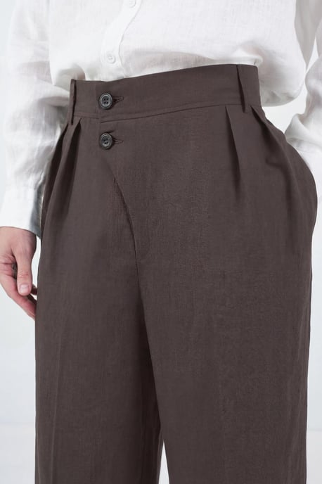 Heren Hoge Taille Plissé Wijde Pantalon - Image 1