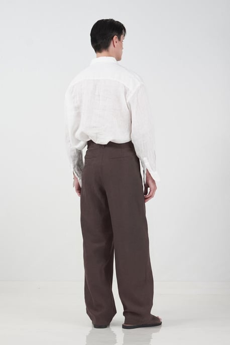 Heren Hoge Taille Plissé Wijde Pantalon - Image 2