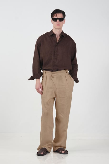 Men's High-waist Wide-leg Woven Trousers - Image 3