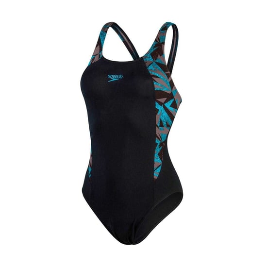 Speedo Dames/Dames Hyperboom Splice Digitaal Gedrukt Eendelig Zwempak (ZWART/BLAUW) - Image 2