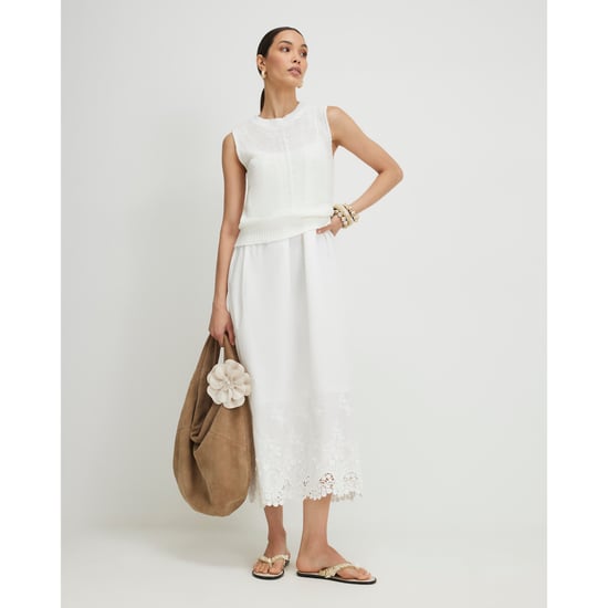 River Island Womens Dress White Schiffli Hem Knitted Hybrid - Image 1