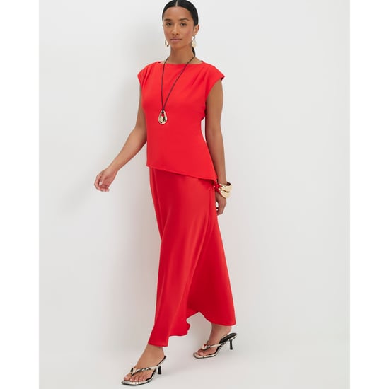 River Island Womens Midi Dress Petite Red Satin Hybrid - Image 1