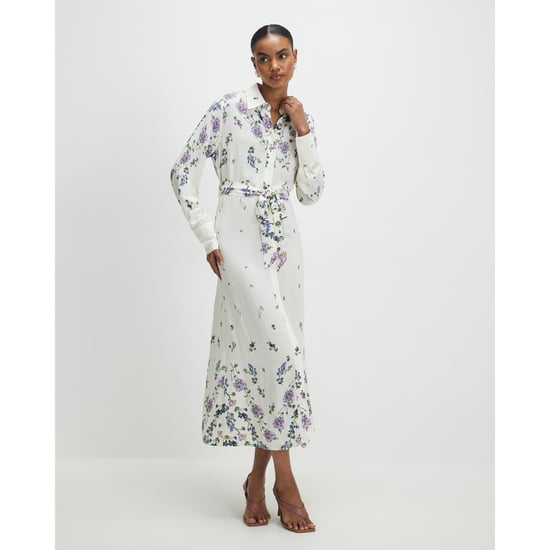 River Island Womens Midi Shirt Dress White Floral - Image 1