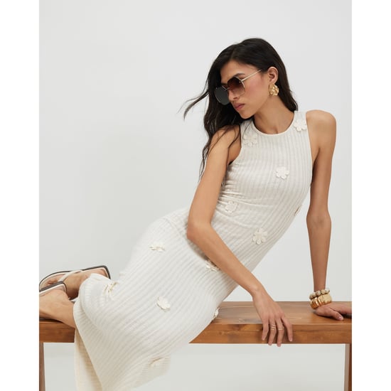River Island Womens Midi Dress White Sleeveless 3d Flower Trim - Image 1