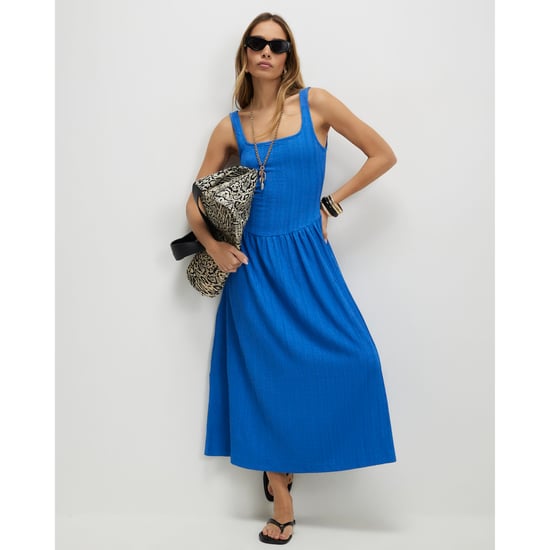 River Island Womens Midi Dress Blue Textured - Image 1
