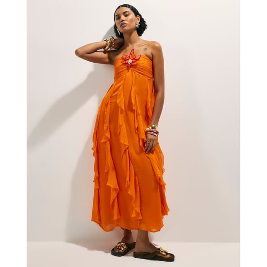 River Island Womens Orange Bandeau Crochet Flower Dress - Image 1