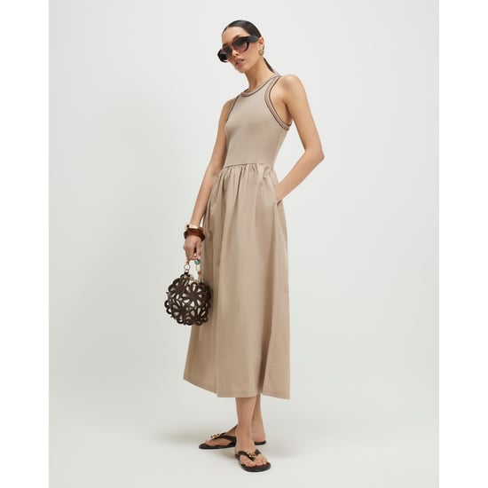 River Island Womens Maxi Dress Beige Sleeveless Whipstitch - Image 1