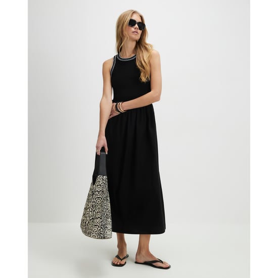 River Island Womens Maxi Dress Black Sleeveless Whipstitch - Image 1
