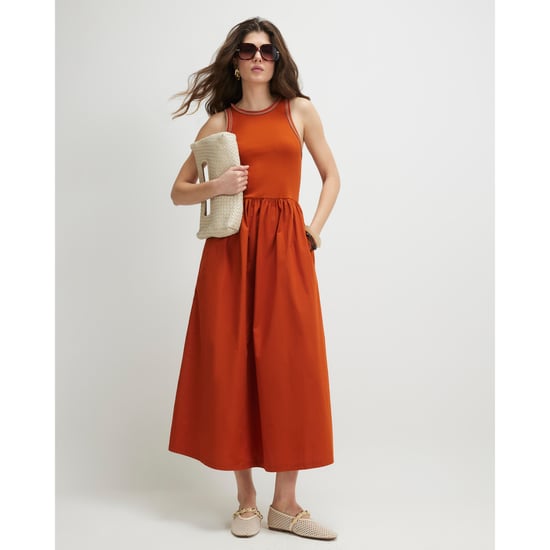 River Island Womens Maxi Dress Orange Sleeveless Whipstitch - Image 1