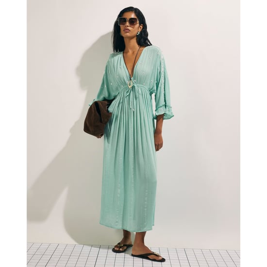 River Island Womens Maxi Dress Blue Cotton Mirror Embroidered - Image 1