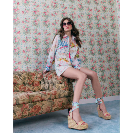 River Island Womens Shirt Cream Floral Patchwork Print Cotton - Image 1