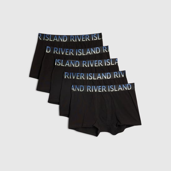 River Island Mens Black Ombre Waistband Pack Of 5 Trunks - Image 1