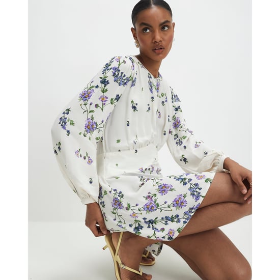 River Island Womens Mini Dress White Long Sleeve Floral - Image 1