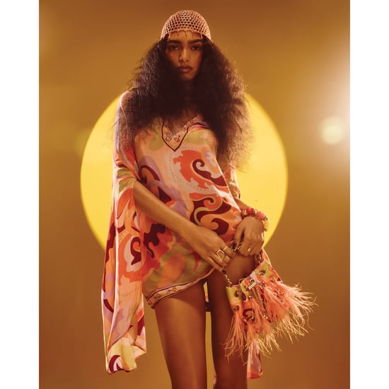 River Island Womens Mini Dress Orange Swirl Plunge Tunic - Image 1