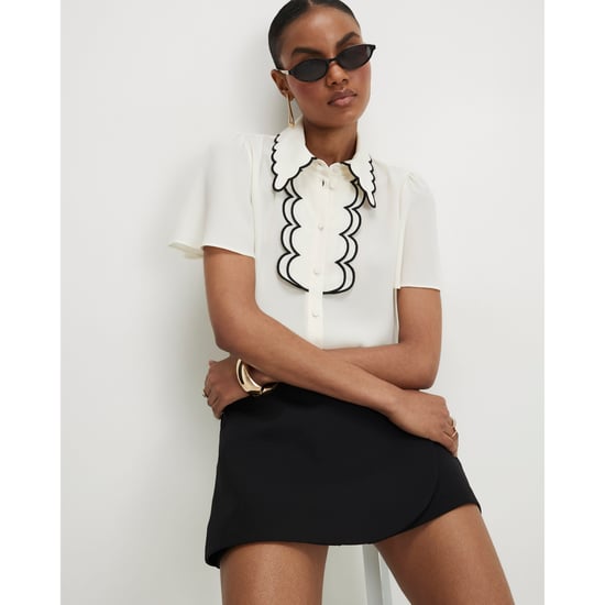 River Island Womens Blouse White Angel Sleeve Scallop - Image 1