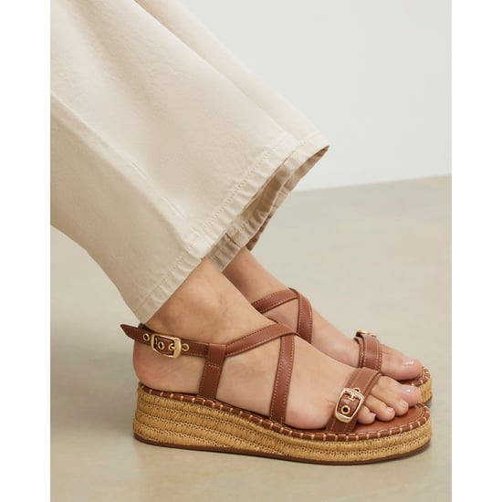River Island Womens Sandals Brown Cross Strap Wedge - Image 1