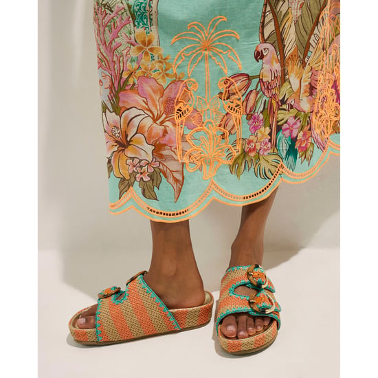 River Island Womens Sandals Orange Striped Footbed - Image 1