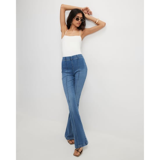 River Island Womens Flared Jeans Blue High Rise Pull On - Image 1