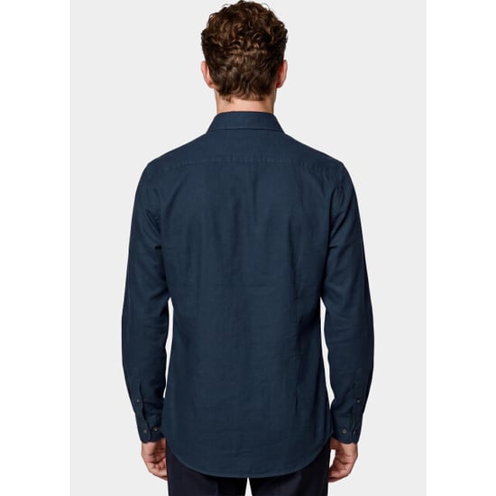 Bos Bright Blue Casual hemd lange mouw linnen shirt 5405.426/208 - Image 4