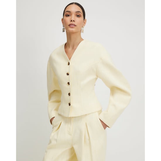 River Island Womens Jacket Yellow Linen Look Cocoon Sleeve Seamed - Image 1
