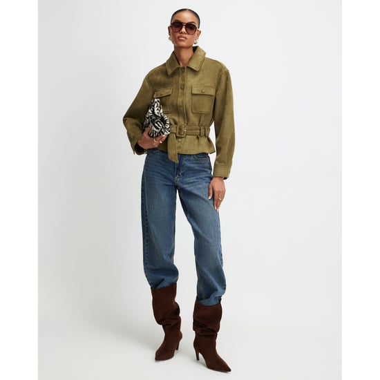 River Island Womens Jacket Khaki Belted Faux Suede - Image 1