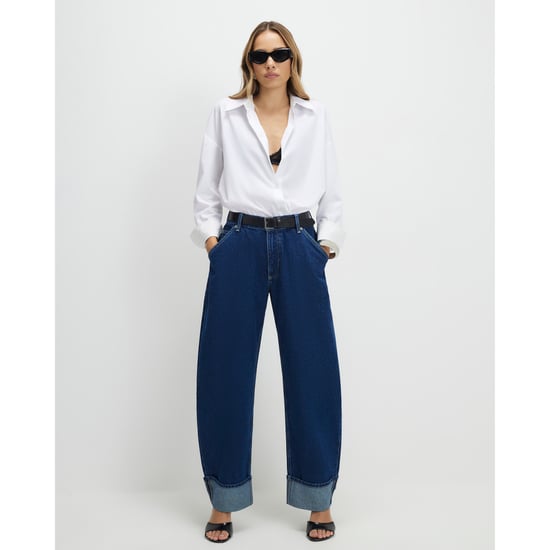 River Island Womens Blue Turn Up Cuff Barrel Leg Jeans - Image 1