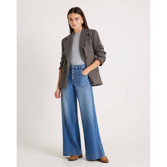 River Island Womens Wide Leg Jeans Blue Pocket Front - Image 1