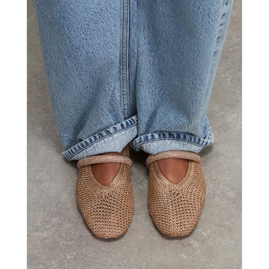 River Island Womens Rose Gold Crochet Flat Ballet Pumps - Image 1