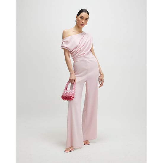 River Island Womens Jumpsuit Pink Asymmetric Drape - Image 1