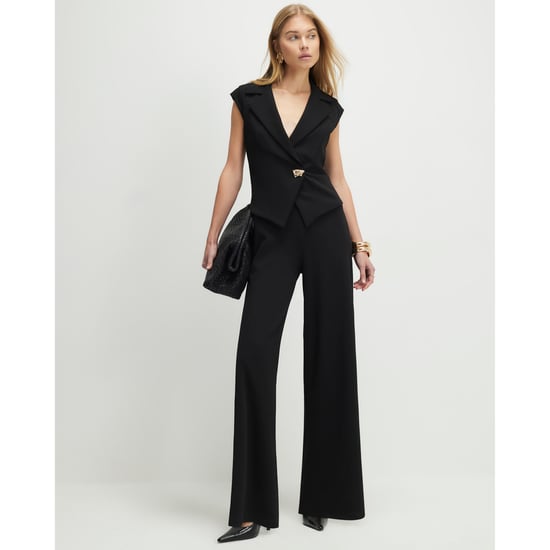 River Island Womens Jumpsuit Black Cap Sleeve Wide Leg - Image 1