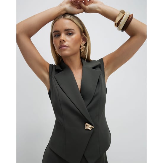 River Island Womens Jumpsuit Petite Green Cap Sleeve Wide Leg - Image 1