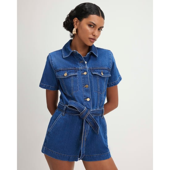 River Island Womens Playsuit Blue Denim Short Sleeve - Image 1