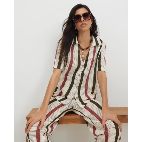 River Island Womens Cream Crochet Stripe Shirt - Image 1