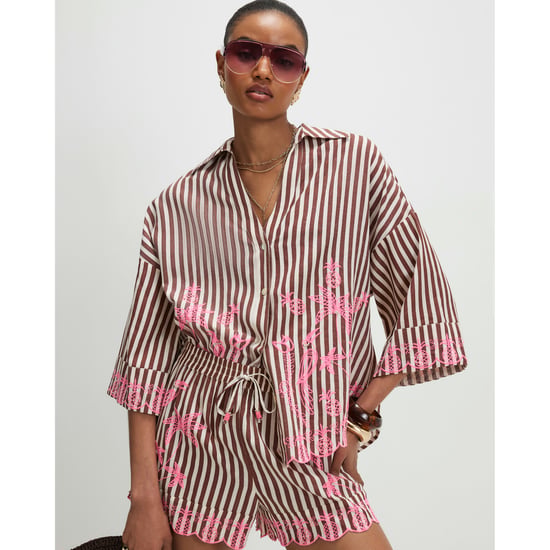 River Island Womens Brown Cotton Blend Stripe Toucan Shirt - Image 1