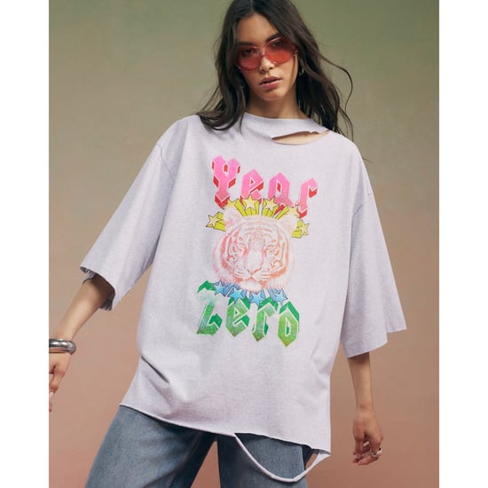 River Island Womens Grey Year Zero Tiger Boyfriend Fit T-shirt - Image 1